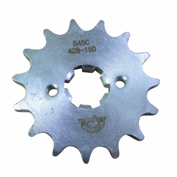 PIÑON MOTRIZ 428H 15T 2 HUECOS PINT. 6.20 MM ACERO REF. 1045 GRIS CG125