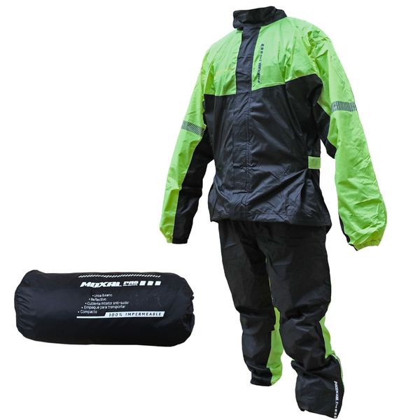  IMPERMEABLES MOXAL IM-04R "XL" (5PCS) NEGRO VERDE NEON
