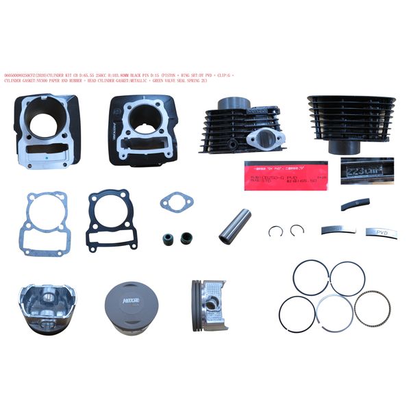 CILINDRO KIT CB D:65.55 250CC H:103.80MM P:15 NEGRO (PISTON:PLANO ) 250CFZ(2020)