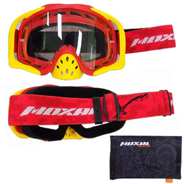 GAFAS LENTE TRANSPARENTE CON PROTECTOR DE NARIZ ESTRUCTURA ROJ/AMA GF-04 GF-04