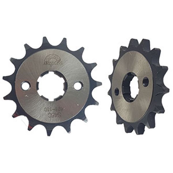 PIÑON MOTRIZ 428H 15T 2 HUECOS PINT. 6.20MM ACERO REF. 1045/PULIDO CRUCERO