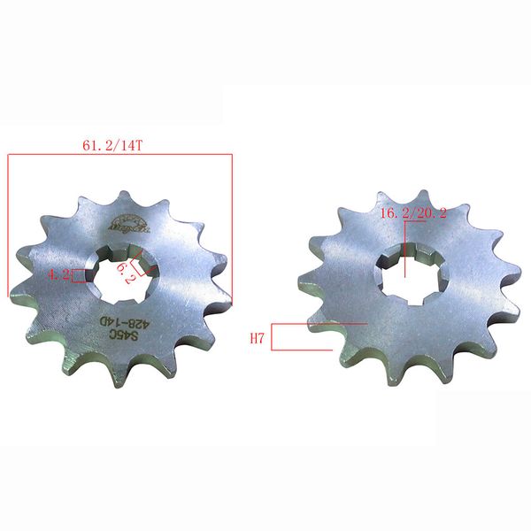 PIÑON MOTRIZ 428H 14T H PINT.6.20-4.20 ACERO ZINCADO BLANCO AX100(2012)