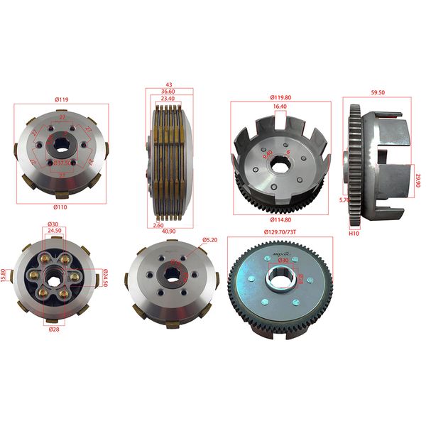 EMBRAGUE COMPLETO 6H 73T (6D) H10 ICS150R