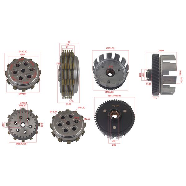 EMBRAGUE COMPLETO 6H 50T (5D) H16 AX100(2012)
